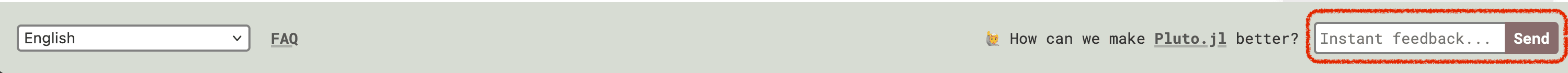 screenshot of the feedback tool