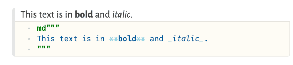 Markdown in cell